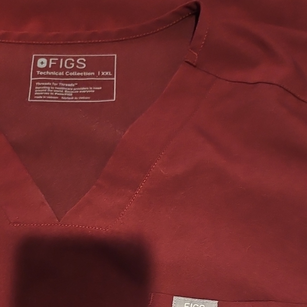 Figs Red V-Neck Scrub Shirt